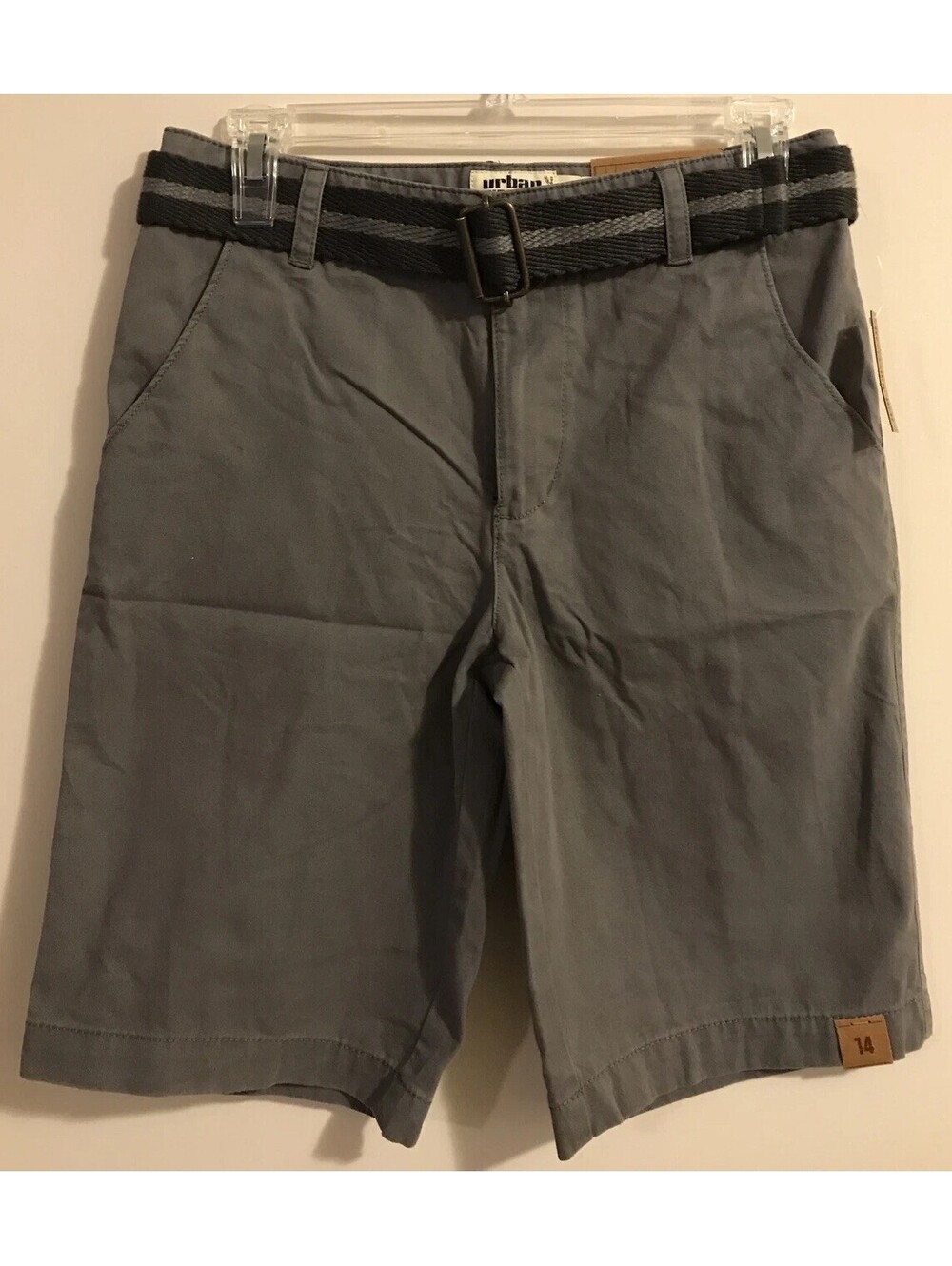Urban Pipeline Boys Gray Size 14 Belted Cargo Messenger Shorts NWT! M237